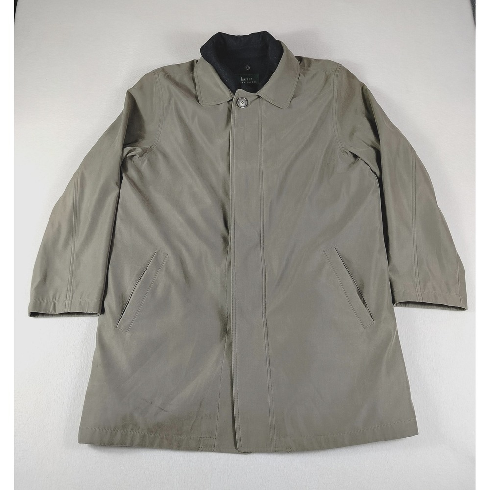 Lauren Ralph Lauren Coat Mens 40R Olive Green Quilted Removable Liner Wool Blend
